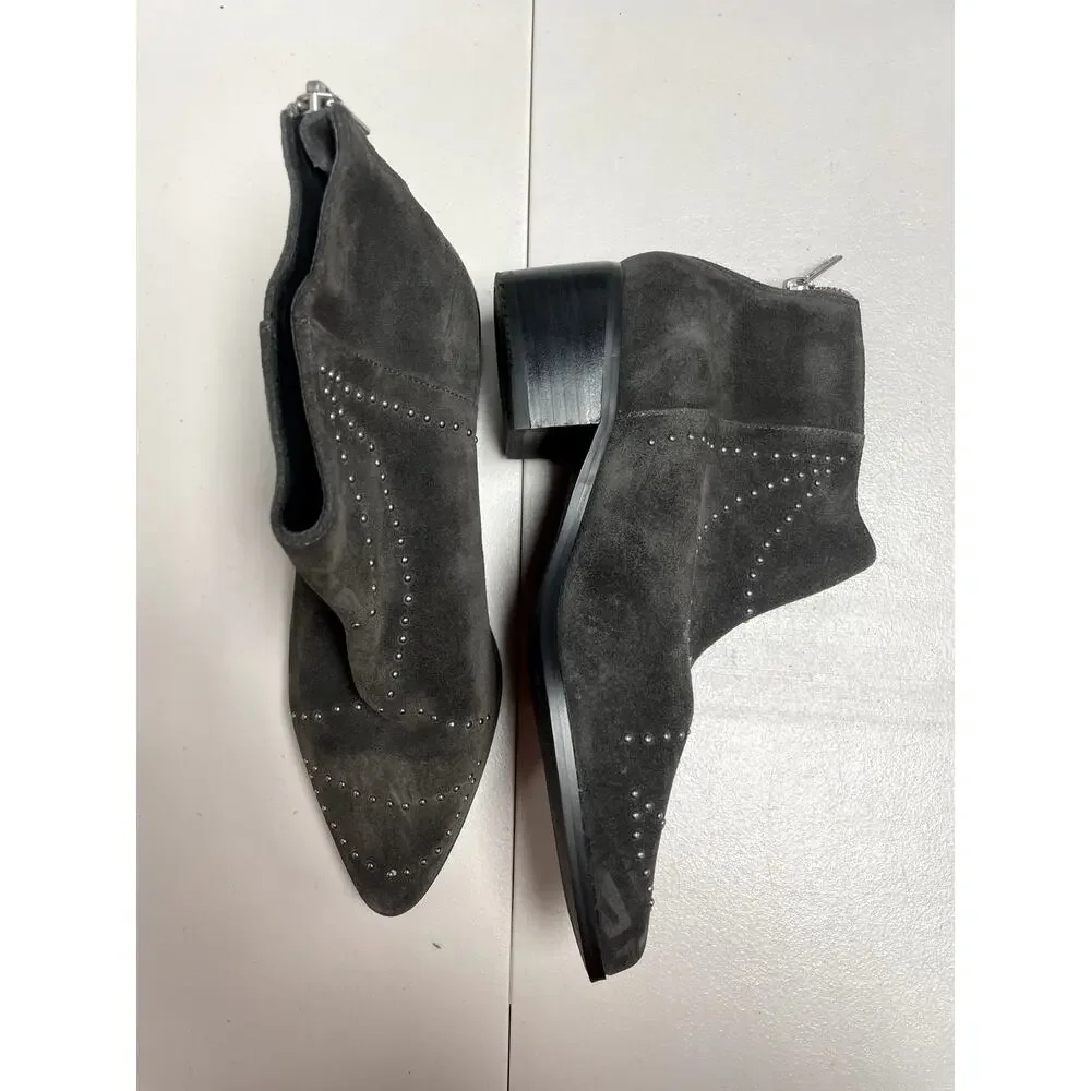 GREY CITY Women's Wendy Studded Bootie Iron Grey Suede Size 6.5 Pointed Toe
